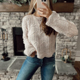 Dusty Lavender Pointelle Knit Sweater