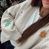 Flowers Forever Khaki Embroidered Cardi