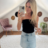 Mica Blue HR Raw Hem Mini Skirt