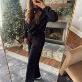 Black Fleece Sweatshirt and Sweatpants Set