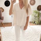 Shaena Cream Gauze Oversized Top