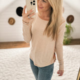 Janie Natural Aztec Peekaboo Rib Longsleeve