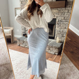 M. Blue Floral Satin Midi Skirt