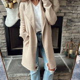 Office Talk Taupe Drape Collar Longline Cardi