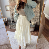 Ecru Rosette Maxi Skirt