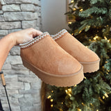 Tan Brigham Platform Slippers