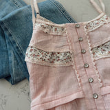 Sol Baby Pink Tiered Button Down Tank