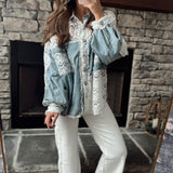 Delaney Denim/Lace Button Down Shacket