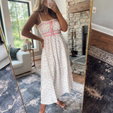 Leann Pink Floral Bow Pattern Midi