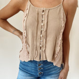 Summer Breeze Ribbed Knit Tank Beige