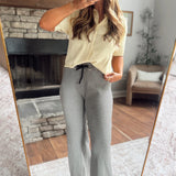 Black & Beige Striped Wide Leg Pants