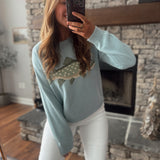 Dusty Blue Reel Cute Sweater