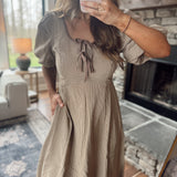 Taupe Charm Keyhole Back Midi