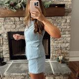 Campus Crush Pleated Lt Denim Shorts