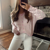 Lavender Pink Striped Mena Cardigan