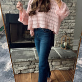 Risen Dark MR Cropped Flared Seam Detailing Denim