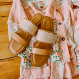 Tan Point Woven Raffia Sandal