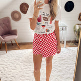 Red Check Overlay Skort