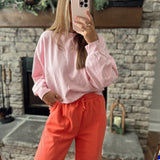 Soft Pink On The Daily Basic Pullover Crew