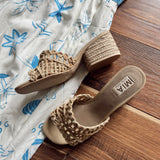 At Peace Natural Woven Chunky Heeled Sandal