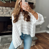Crochet Comfort Ivory Cabled Cropped Sweater
