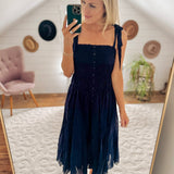 Natasha Navy Tie Strap Midi Dress IN STORE