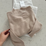 Beige Cozy Mock Neck Sweater