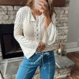 Go With The Flow Oat Multi Bell Sleeve Henley