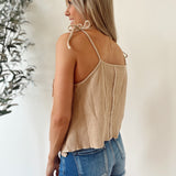 Summer Breeze Ribbed Knit Tank Beige