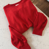 Ann Red Fleece Relaxed Crew