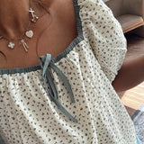 Cream Contrast Floral Blouse