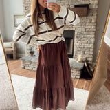 Chocolate Acorn Alley Midi Skirt