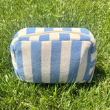 Blue Striped Terry Cloth Travel Pouch