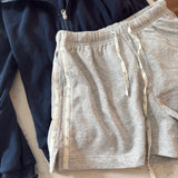 Gray Floral Side Stripe Shorts