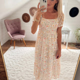 White Della Floral Midi Dress