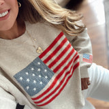 Oatmeal Flag Wavers Sweater Top