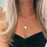 Silver Pearl Clover Necklace