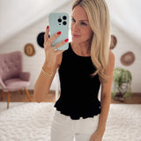 Black Rib Sweater Peplum Tank IN STORE