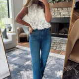 Risen Medium Front Pocket HR Ankle Slim Straight Jeans