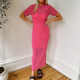 Hit The Breeze Pink Mesh Layered Maxi