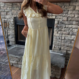 Striped Tie Front Ruffled Maxi