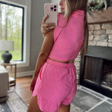 Pink Gauze Cutout Back Romper