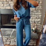 Paradise Blue Modal Scuba Oversized Short Sleeve Tee