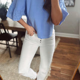 Fresh Image Irish Blue Eyelet Crop Top