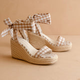 Latte Gingham Oceana Wrap Wedge
