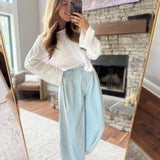 Denim Smocked Waist Jogger Pants