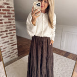 Espresso Geometric Tiered Maxi Skirt