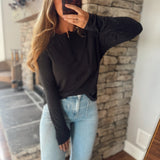 Black SoftForm Henley Long Sleeve