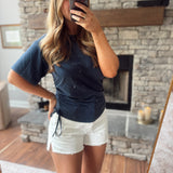 Navy Side Note Top