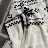 Festive Cream Nordic Pattern Button Down Cardi